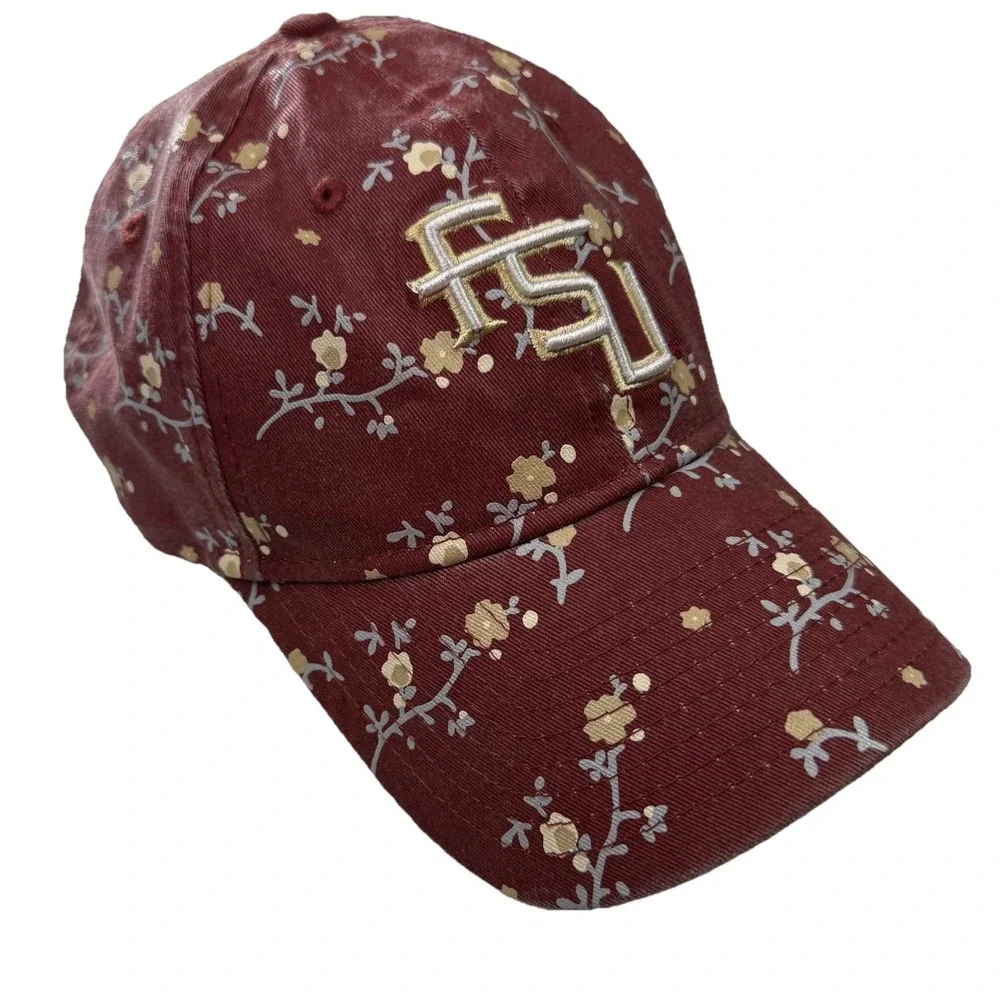 New Era Womens 9Twenty Adjustable Burgundy Floral Fsu Florida State Hat